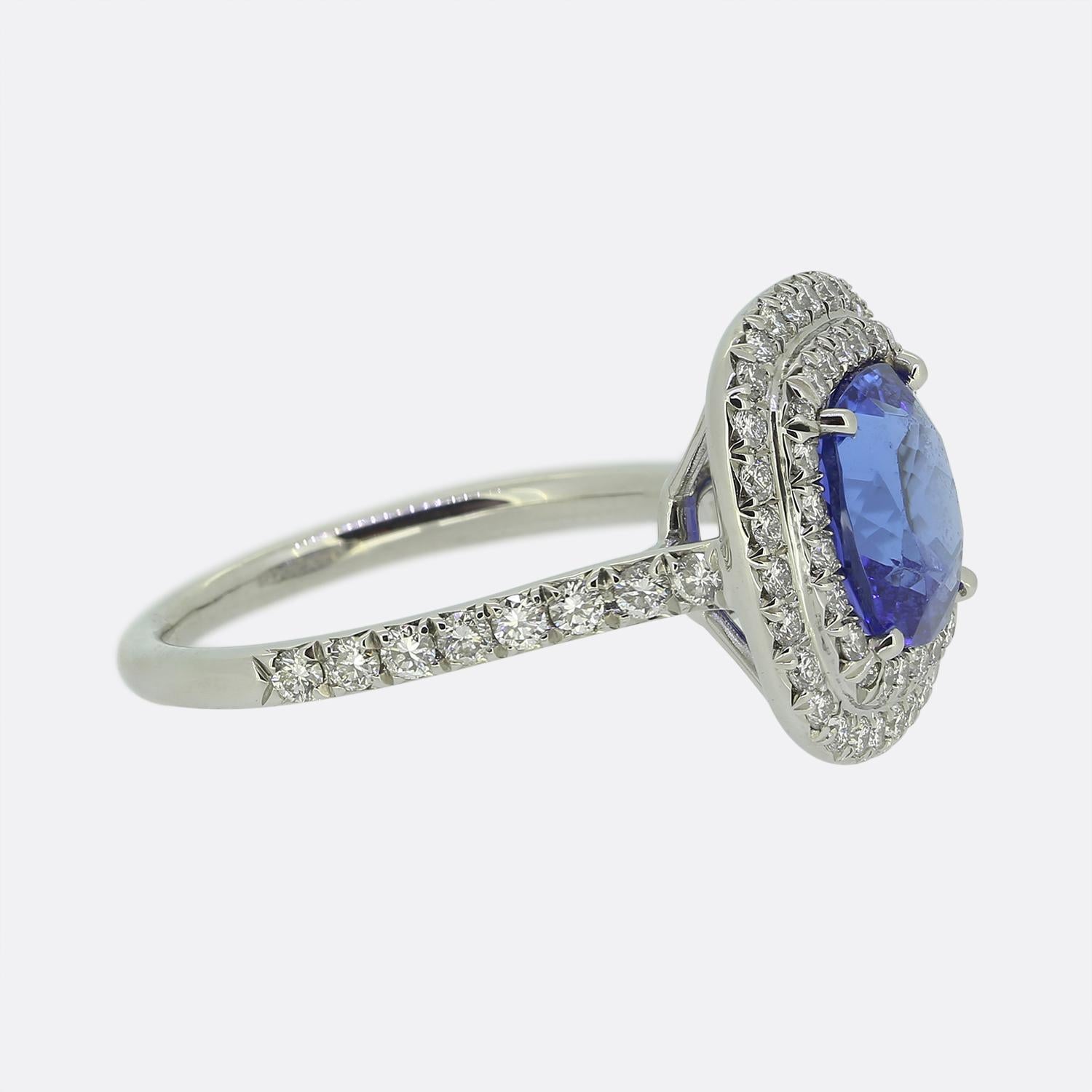 Cushion Cut Tiffany & Co. Tanzanite and Diamond Soleste Ring