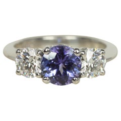 Tiffany & Co. Tanzanite Diamond 3-Stone Platinum Ring, Nontraditional Engagement