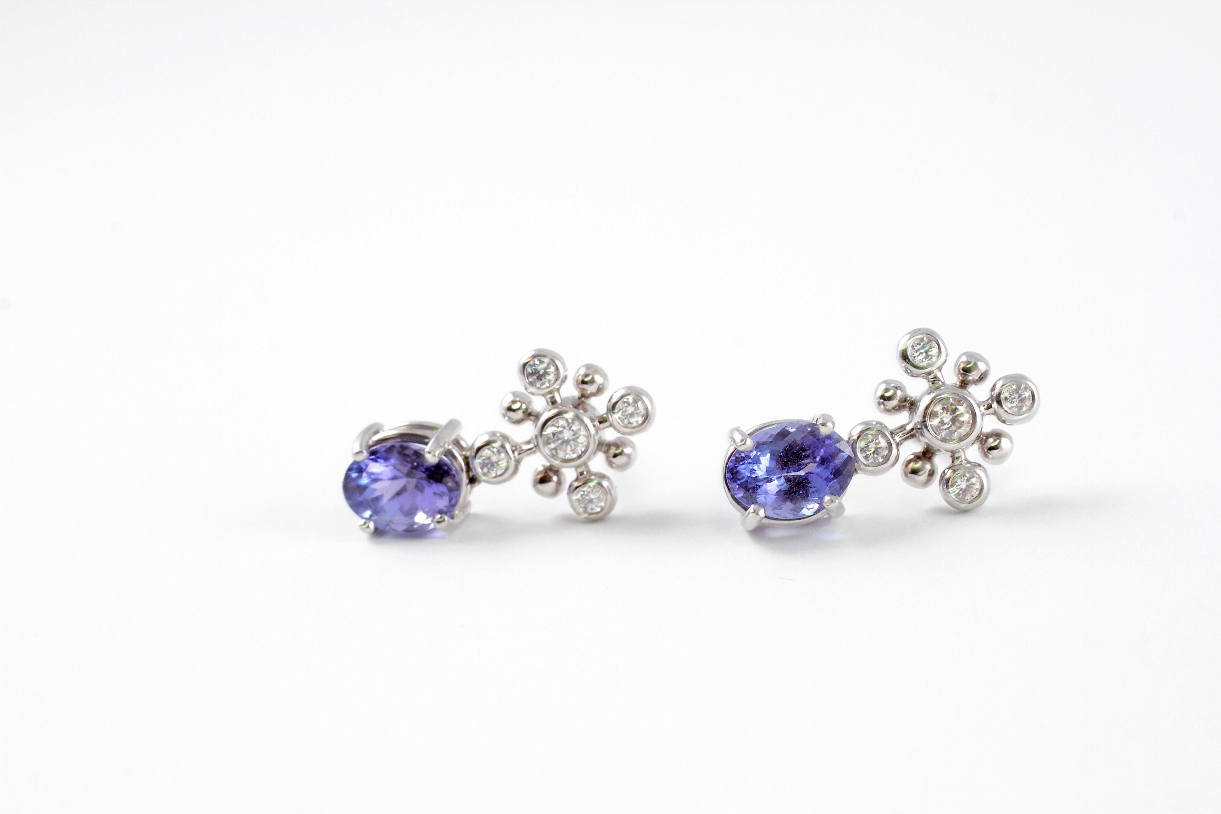 Tiffany & Co. 2.50 Carat Tanzanite Diamond Plat Earrings 