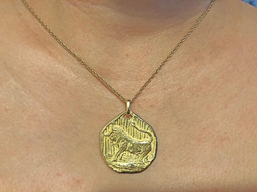 Tiffany & Co. Taurus Zodiac Gold Charm Pendant In Excellent Condition In New York, NY