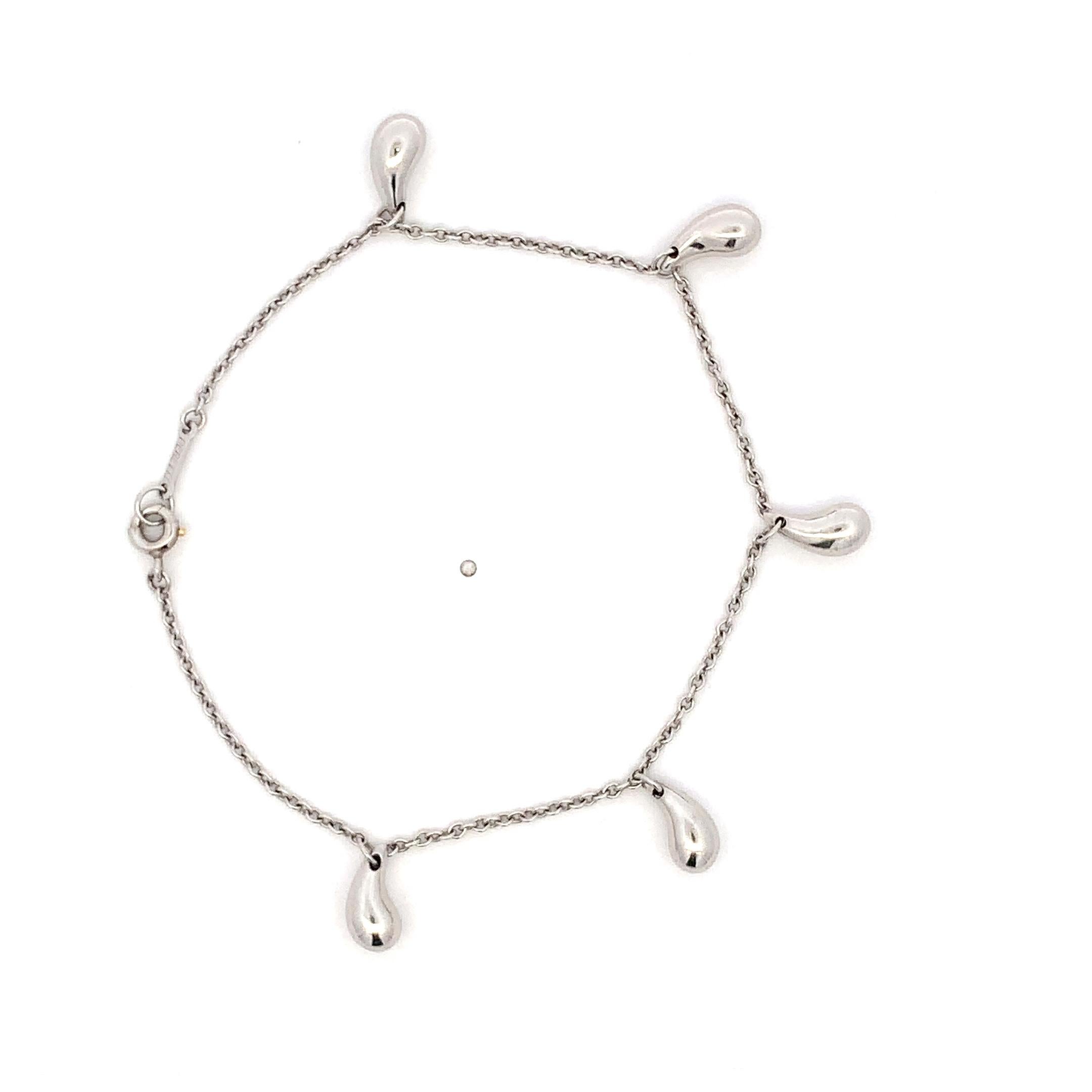 Tiffany & Co, bracelet à chaîne en forme de goutte d'eau, platine en vente 3