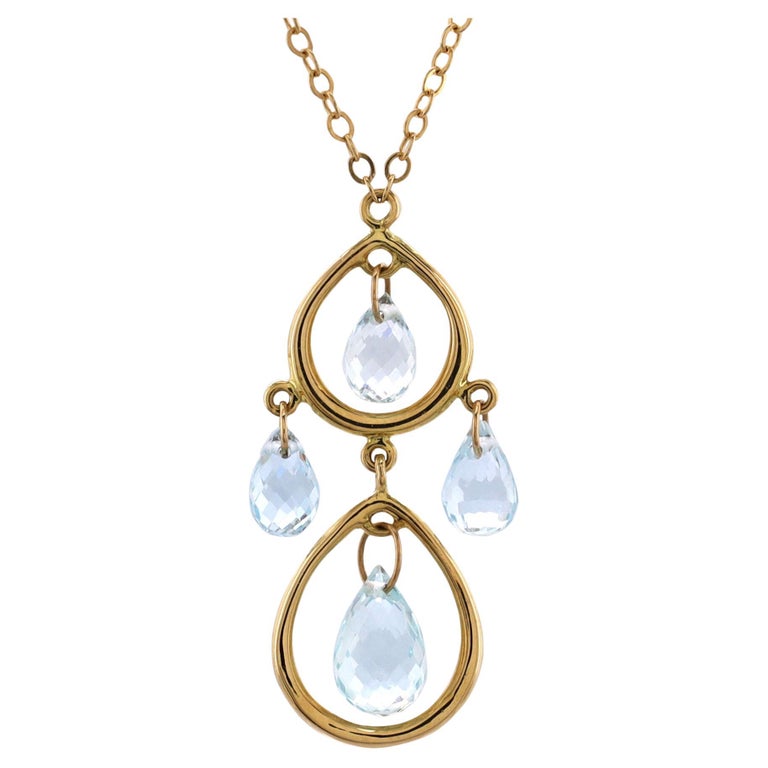 Tiffany and Co. Teardrop Pendant Necklace 18k Yellow Gold and