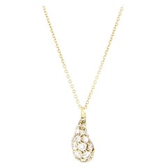 Tiffany & Co. Teardrop Pendant Necklace 18k Yellow Gold with Diamonds Medium