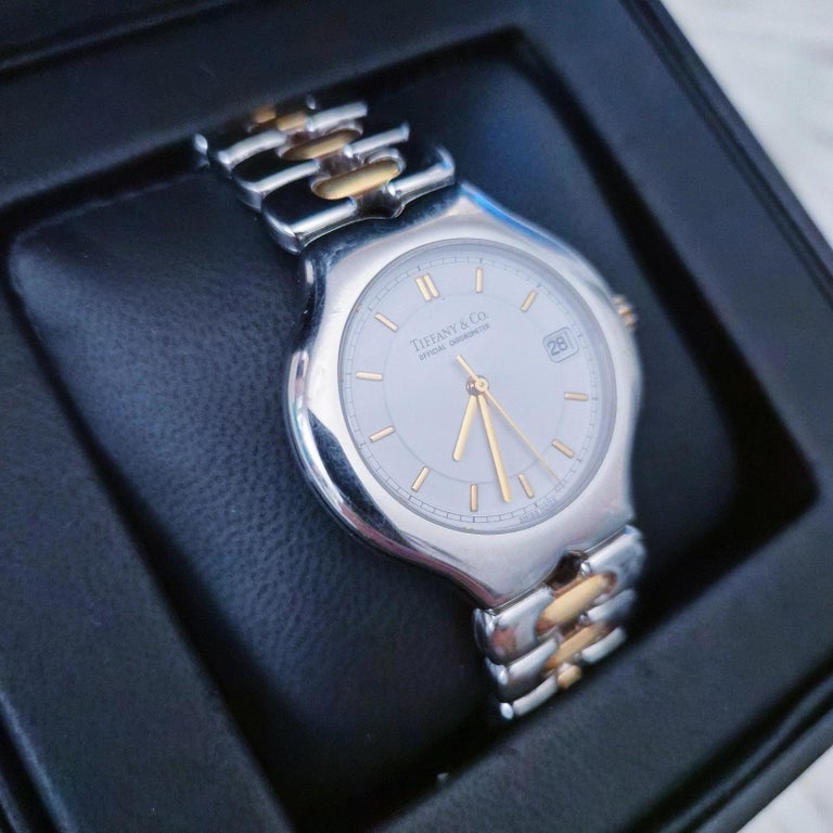 RARE Tiffany & Co. Automatic TESORO 18k Stainless Steel 2-Tone Quartz Watch 36mm Tiffany and Co. Tesoro 18k Gold and Stainless Steel Two-Tone  main image 3
