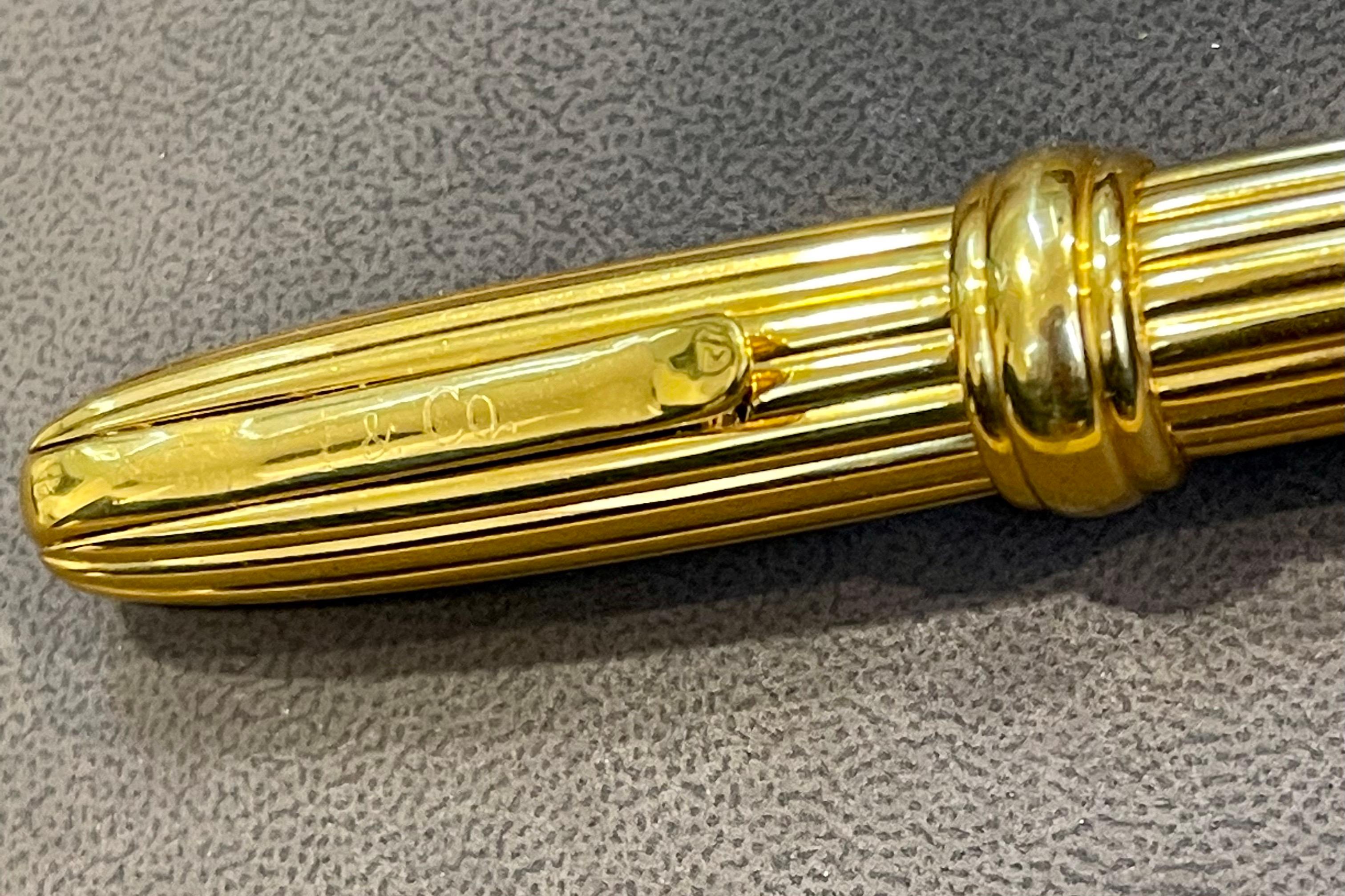 Women's or Men's Tiffany & Co Tesoro Executive Fountain Pen Gold Plate 18k Nib w/Case Excellent