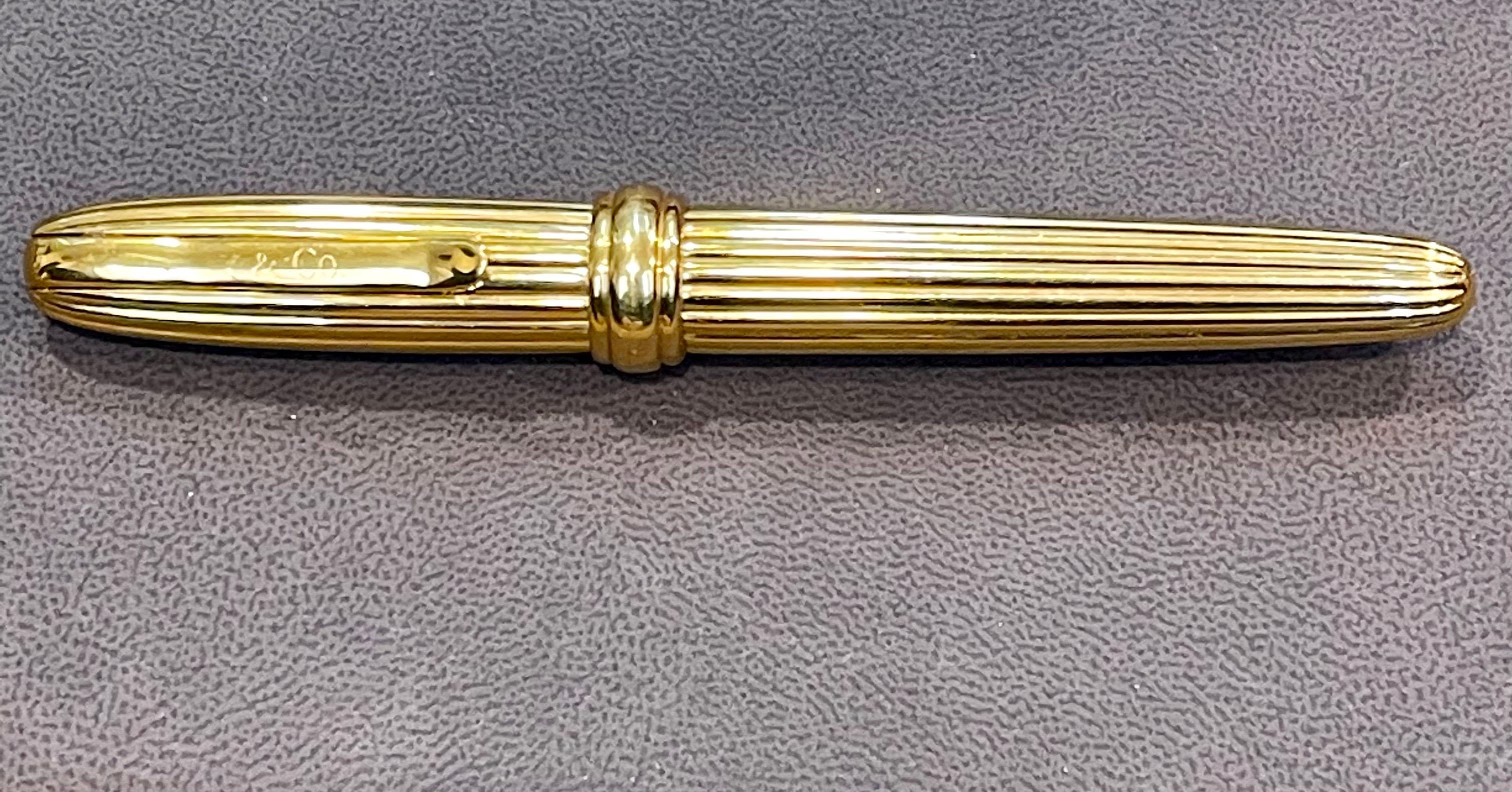 Tiffany & Co Tesoro Executive Fountain Pen Gold Plate 18k Nib w/Case Excellent 4
