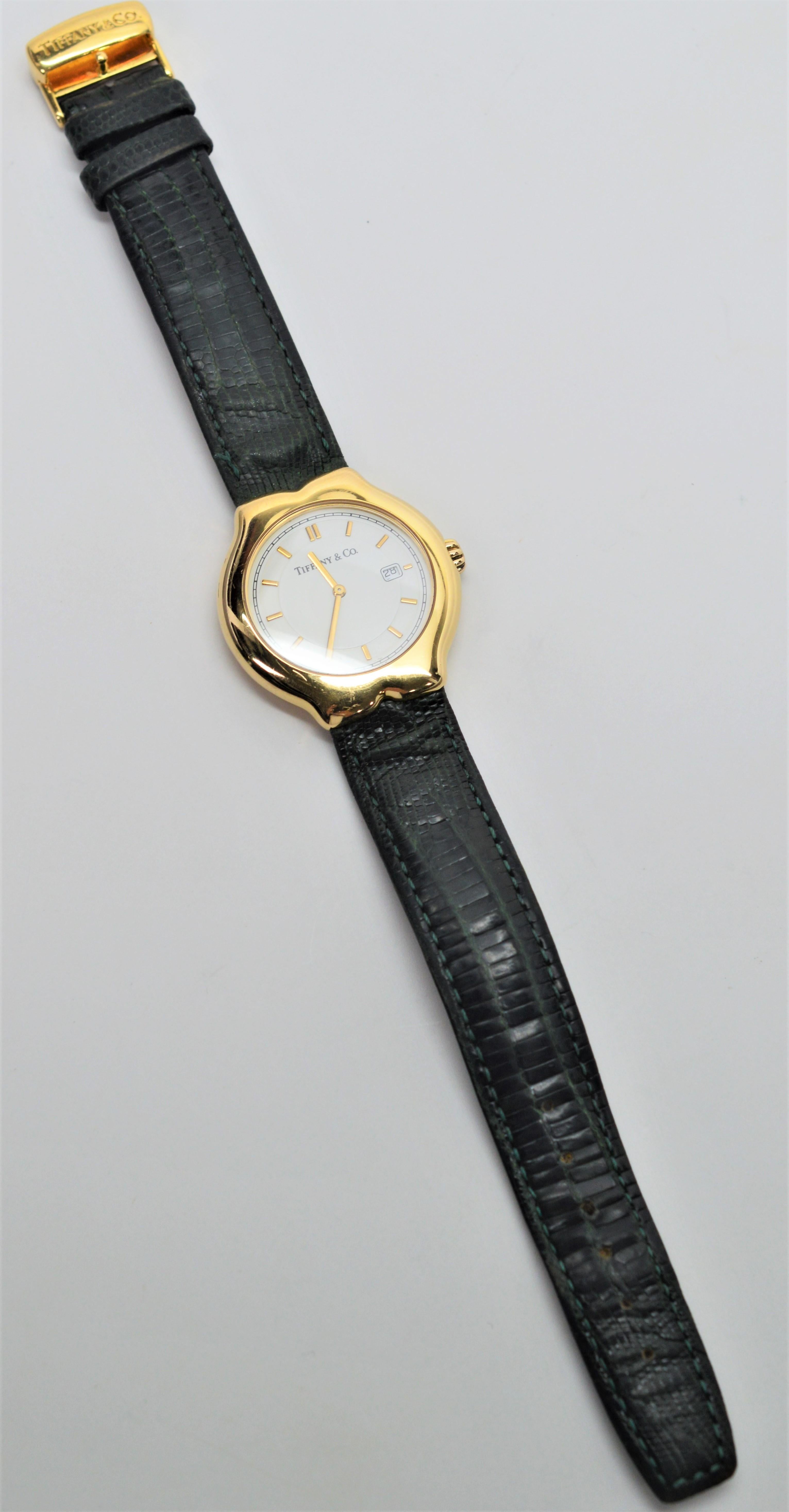 Tiffany & Co. Tesoro Ladies 18 Karat Gold Quartz Wristwatch In Excellent Condition In Mount Kisco, NY