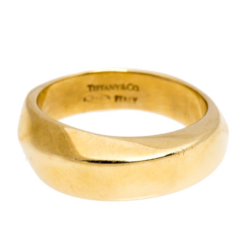 Contemporary Tiffany & Co. Textured 18K Yellow Gold Band Ring Size 49