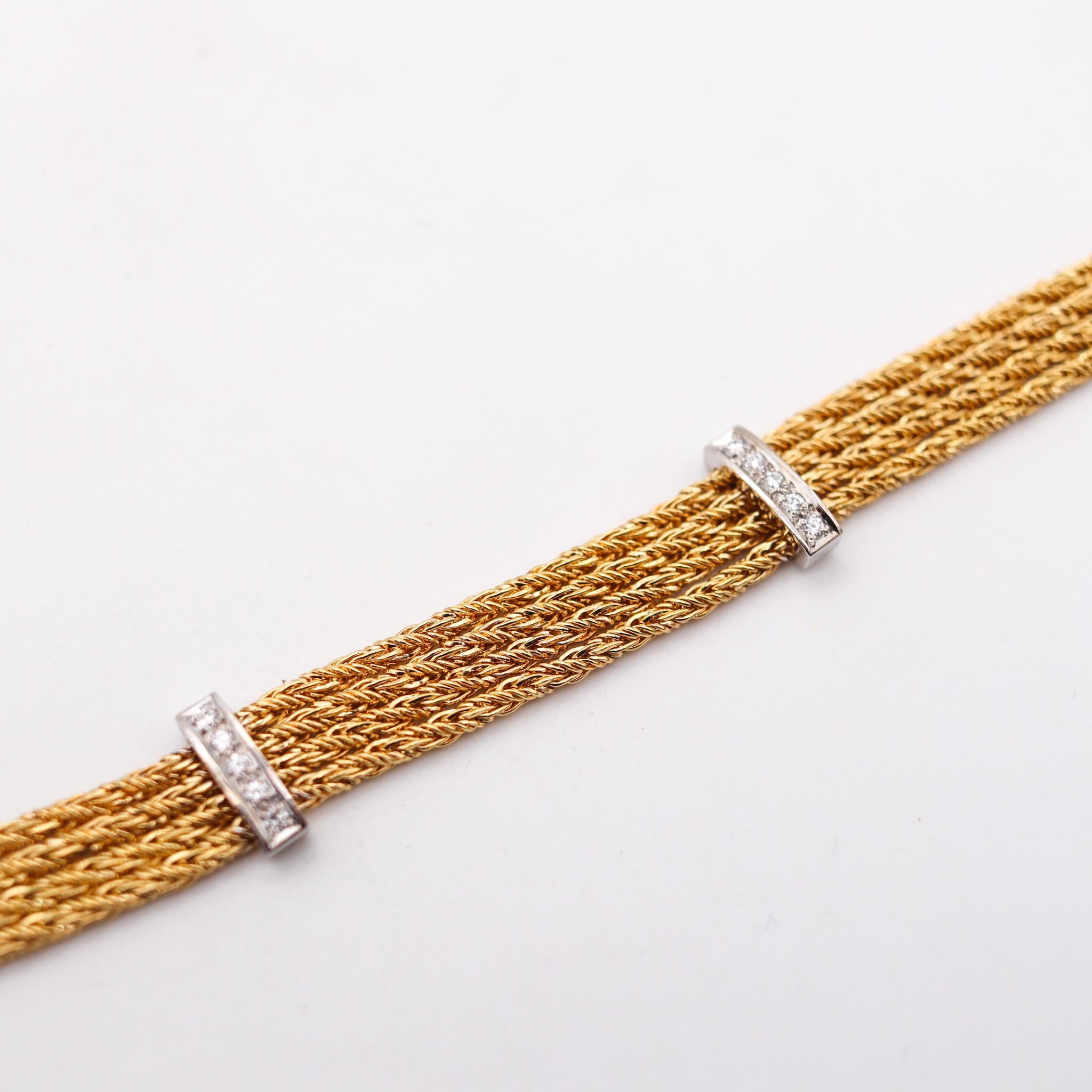 Women's Tiffany & Co. Textured Station Chain Bracelet in 18kt Yellow Gold with Diamonds