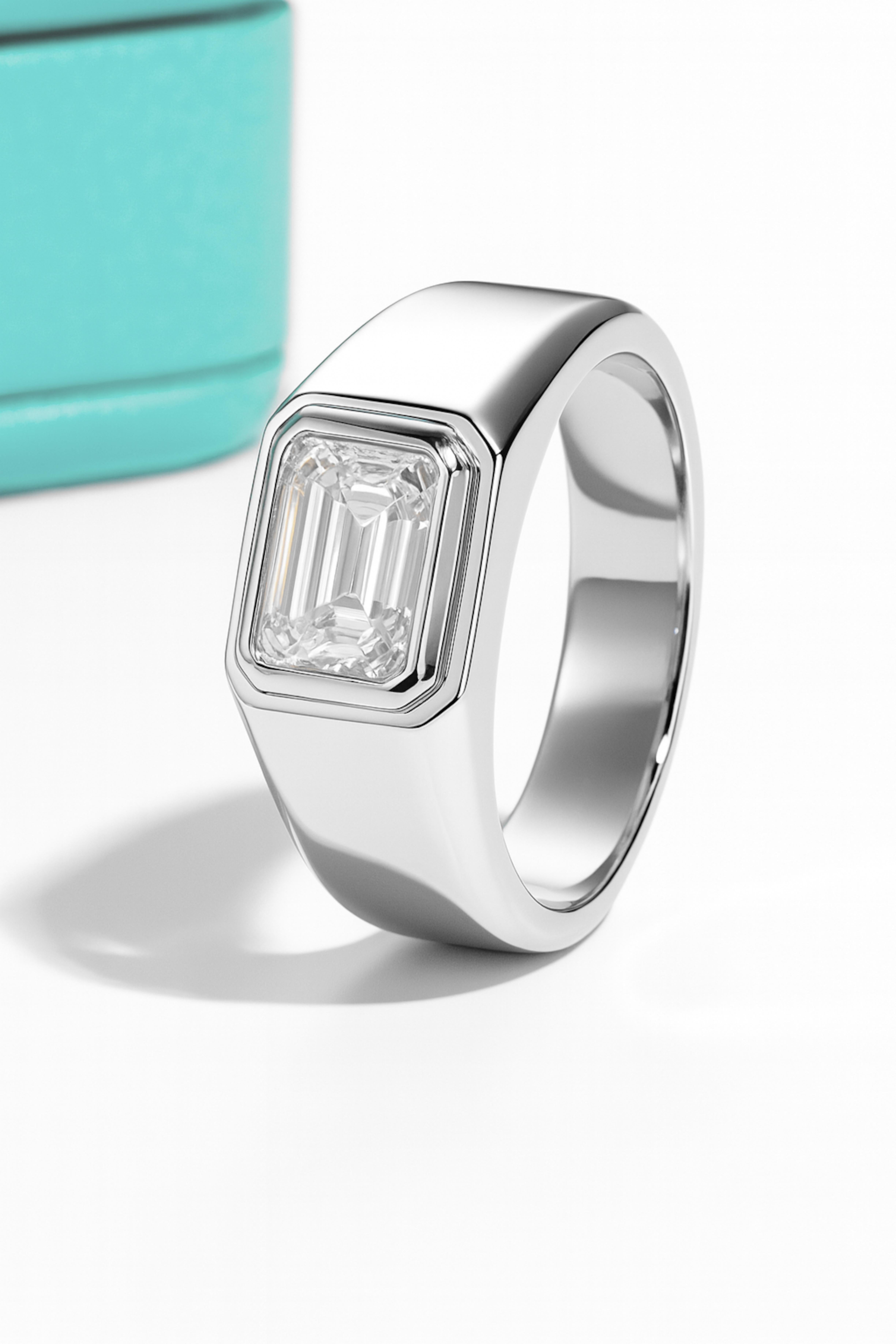Tiffany & Co. The Charles Platinum Emerald Cut Diamond Engagement Ring In Excellent Condition For Sale In Chicago, IL