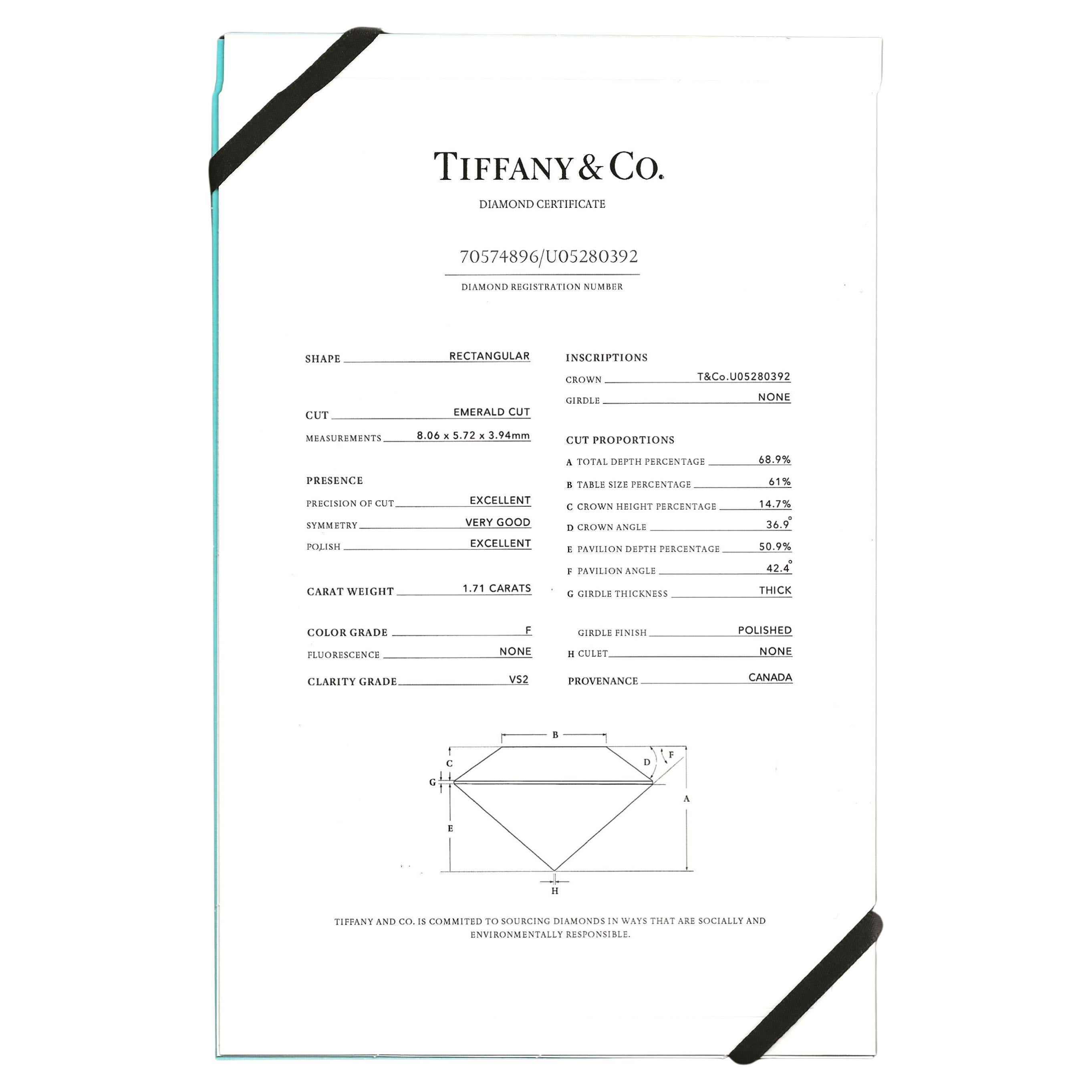 Tiffany & Co The Charles Tiffany Setting Mens 1.71 Carat Diamond Engagement Ring im Angebot 8