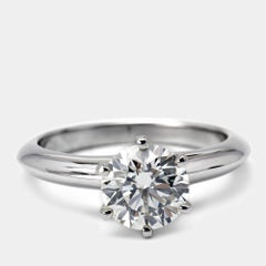 Tiffany & Co. The Tiffany Setting Diamond Platinum Solitare Ring Size 52