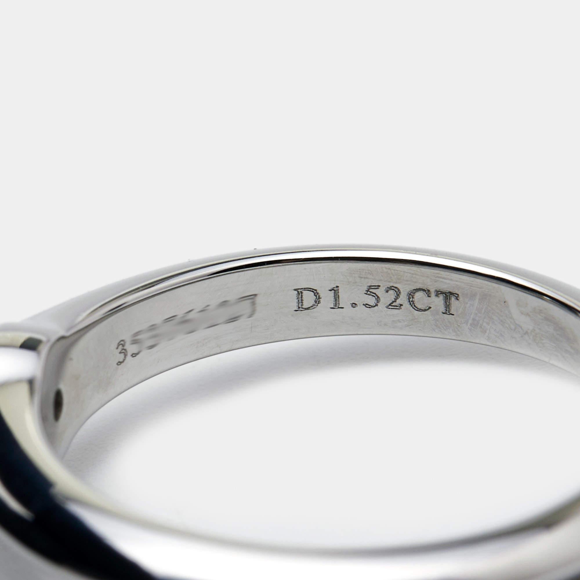 Tiffany & Co. The Tiffany Setting Diamond Platinum Solitare Ring Size 52 In Good Condition In Dubai, Al Qouz 2