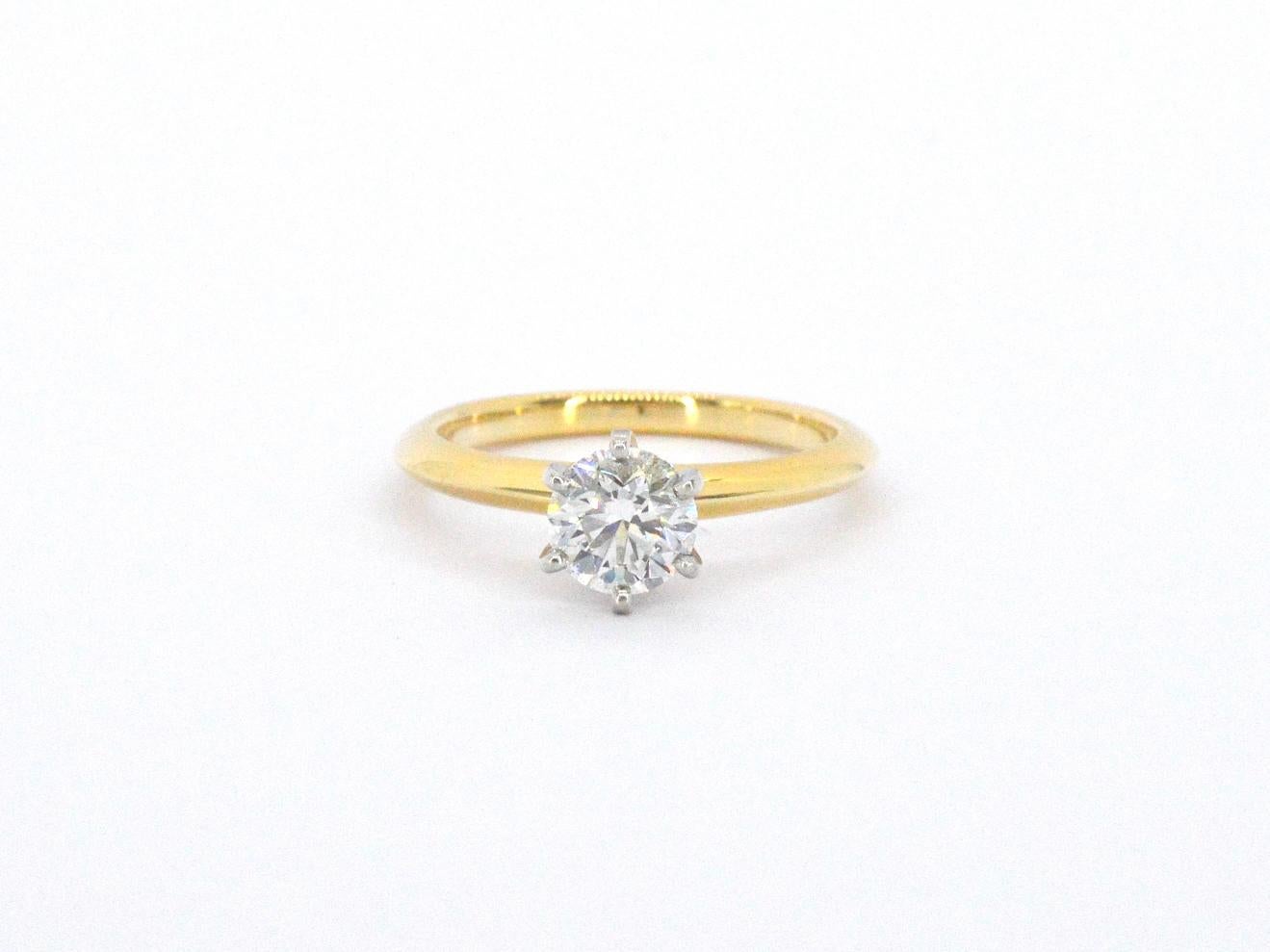 Tiffany & Co - The Tiffany setting ring avec couronne en platine et un diamant de taille brillant  en vente 1