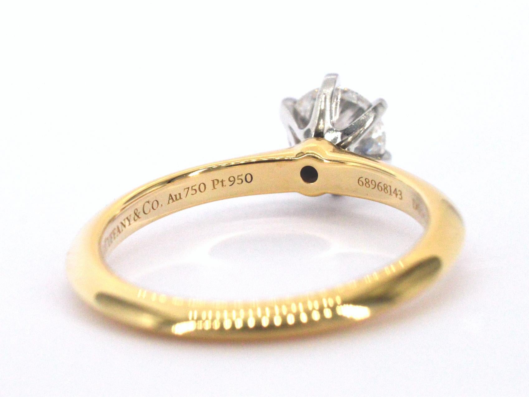 Tiffany & Co – Ring in Tiffany-Fassung mit Platinkrone und Brillantschliff  im Angebot 4