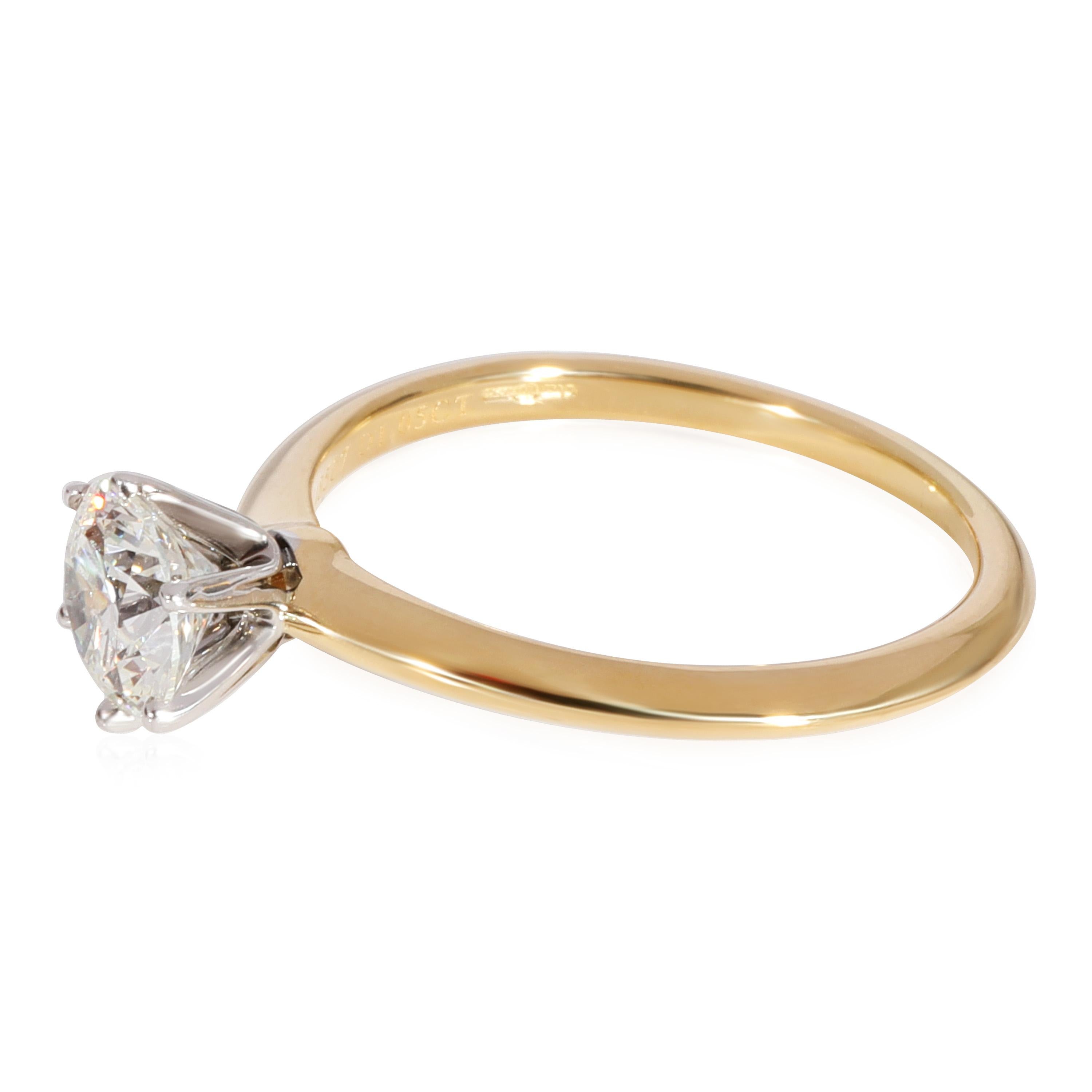 Round Cut Tiffany & Co. The Tiffany Solitaire Ring in 18K Yellow Gold/Plat 1.05 CTW