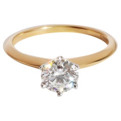 Tiffany & Co. The Tiffany Solitaire Ring in 18K Yellow Gold/Plat 1.05 CTW