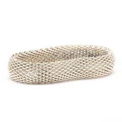 Tiffany & Co Thick Woven Bracelet, Sterling Siler, Length 7 Inches