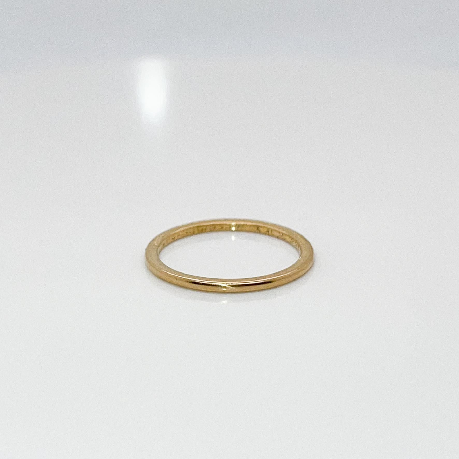 Retro Tiffany & Co. Thin 18 Karat Wedding Band or Ring For Sale