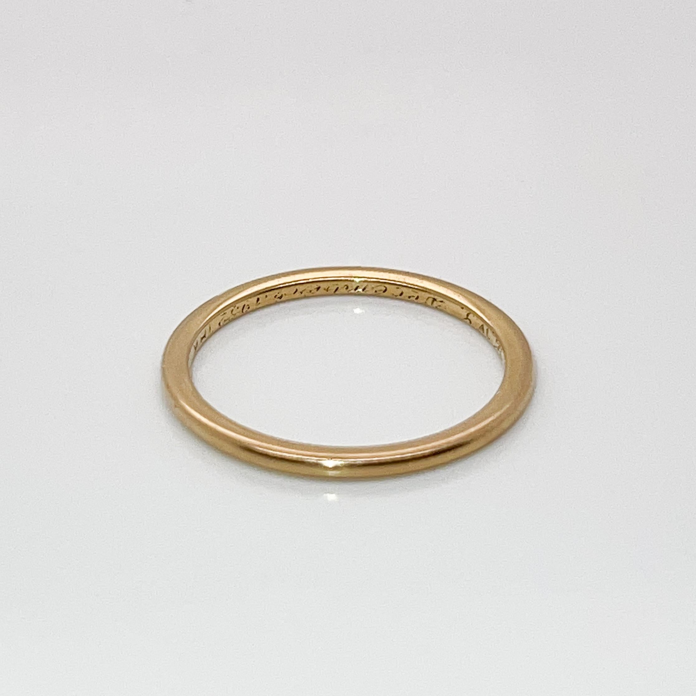 Tiffany & Co. Thin 18 Karat Wedding Band or Ring In Good Condition For Sale In Philadelphia, PA