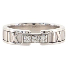 Tiffany & Co. Three Diamond Atlas Band Ring 18K White Gold with Diamonds