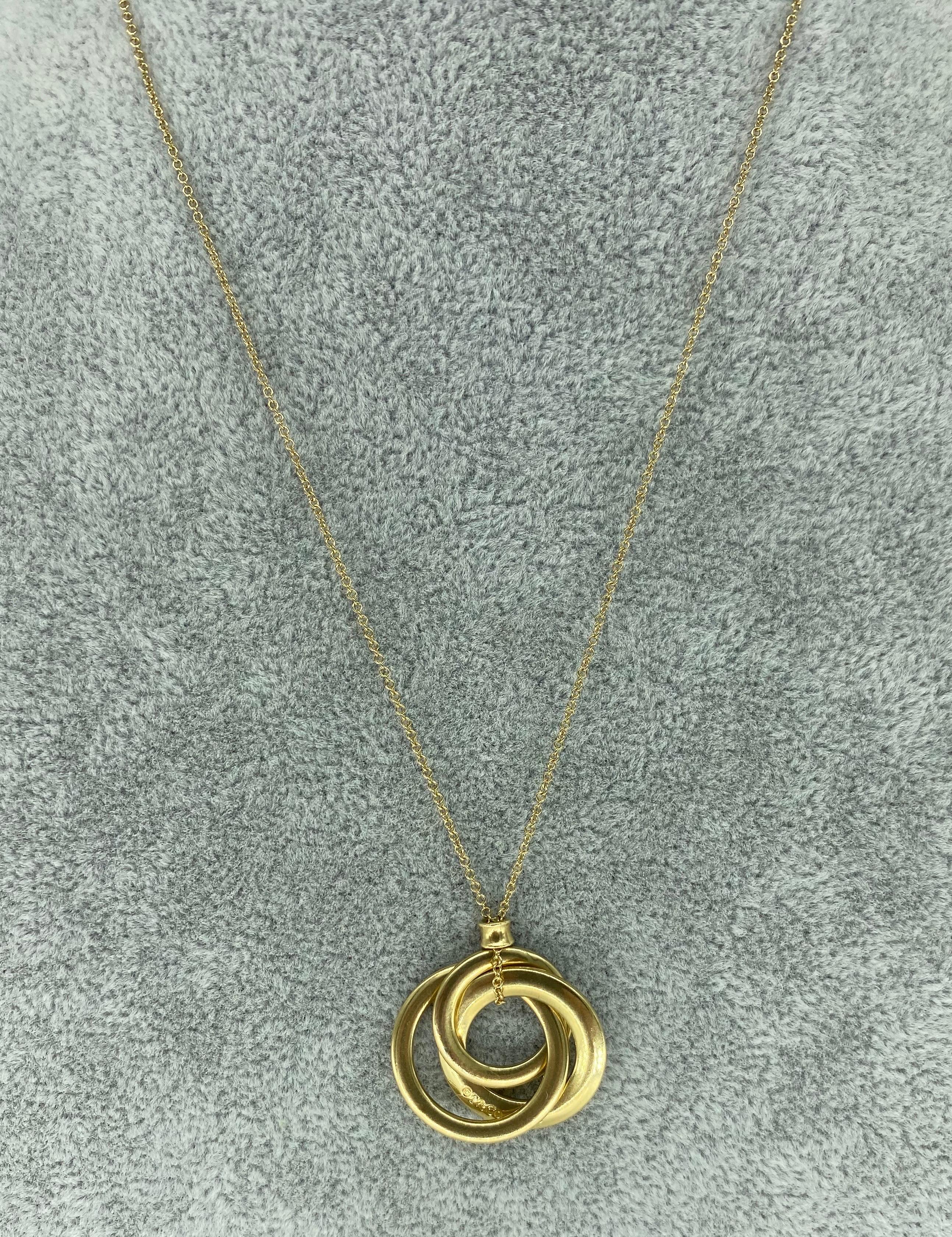 Women's Tiffany & Co. Three Interlocking Circles Pendant Drop Necklace 18k Gold