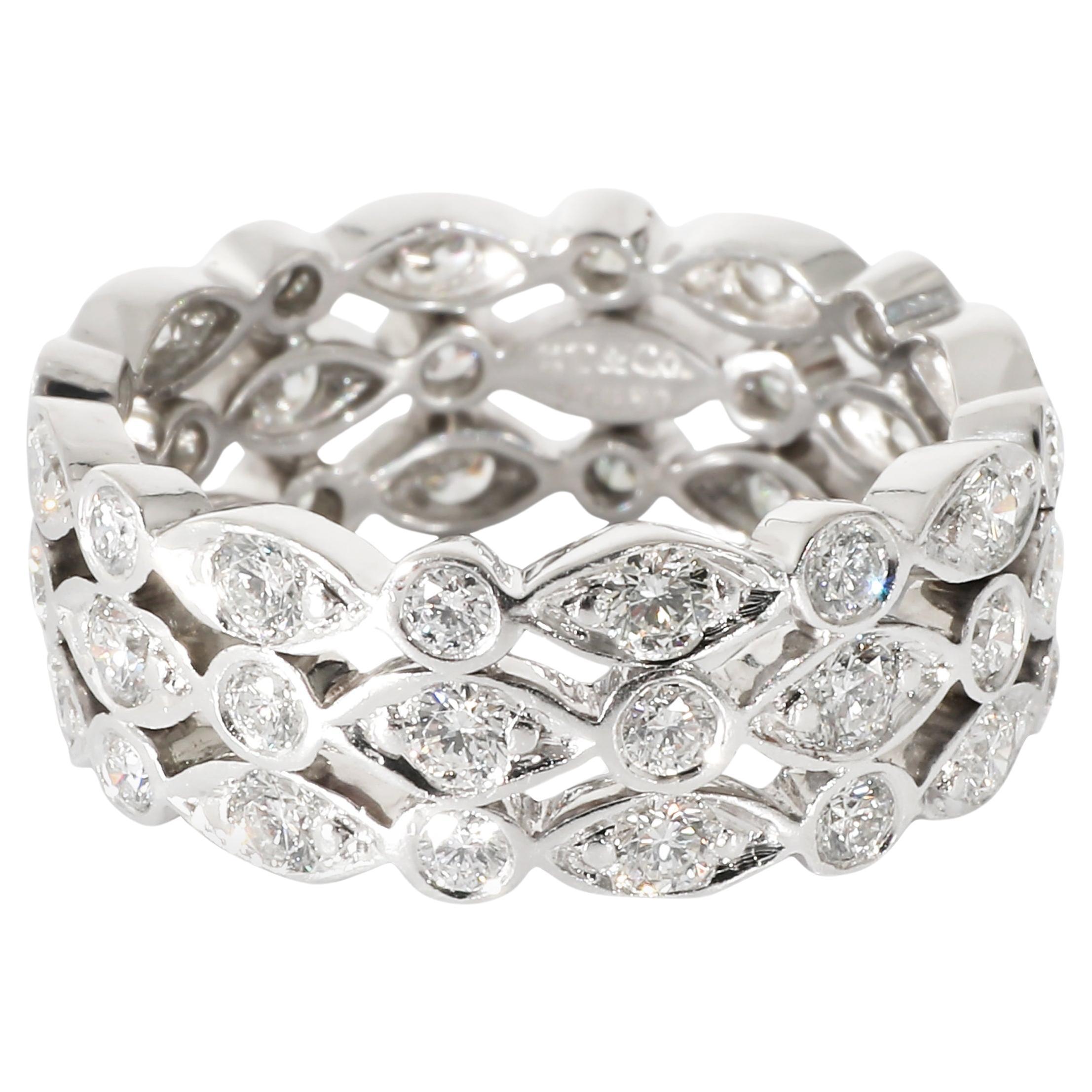 Tiffany & Co. Three Row Jazz Ring in  Platinum 1.2 CTW For Sale