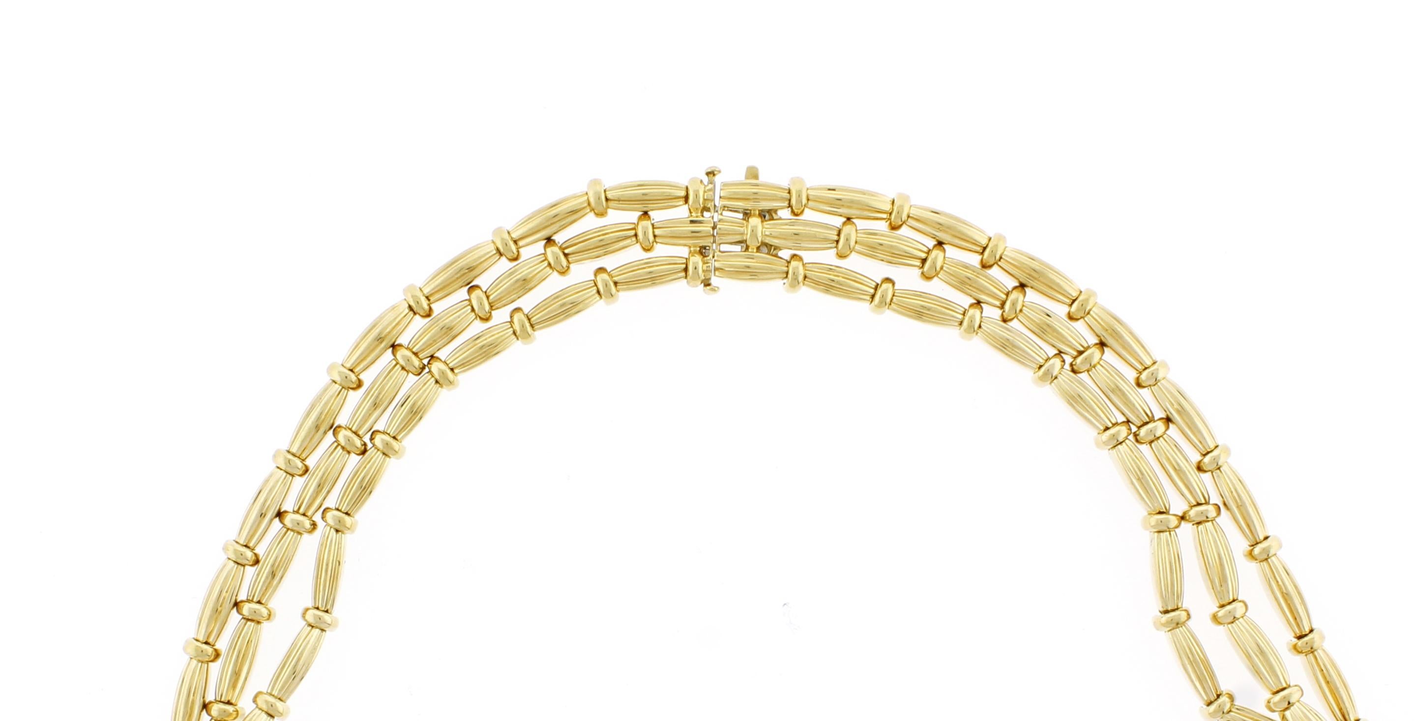 Tiffany & Co. Three-Stand Diamond Gold Necklace In Excellent Condition In Bethesda, MD