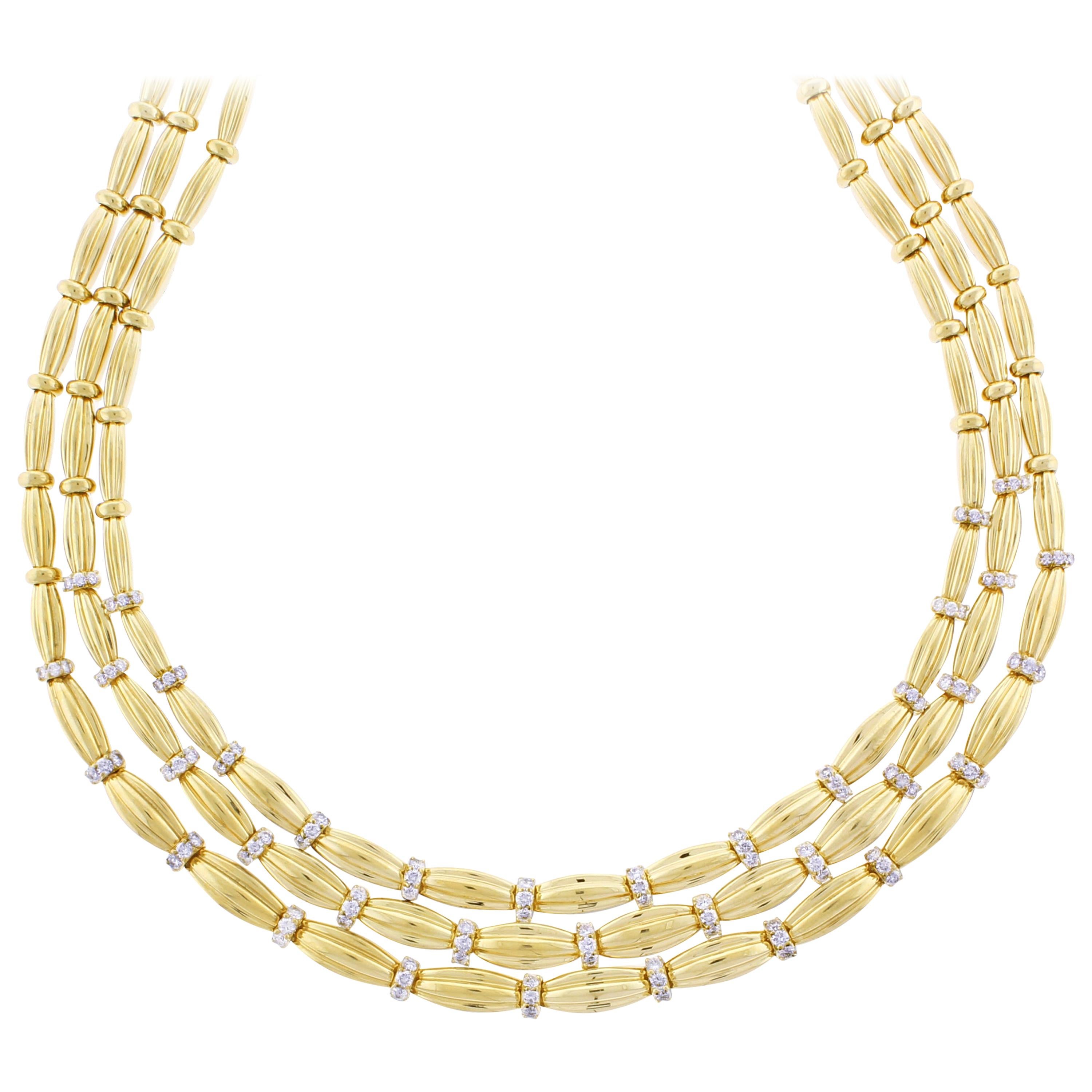 Tiffany & Co. Three-Stand Diamond Gold Necklace