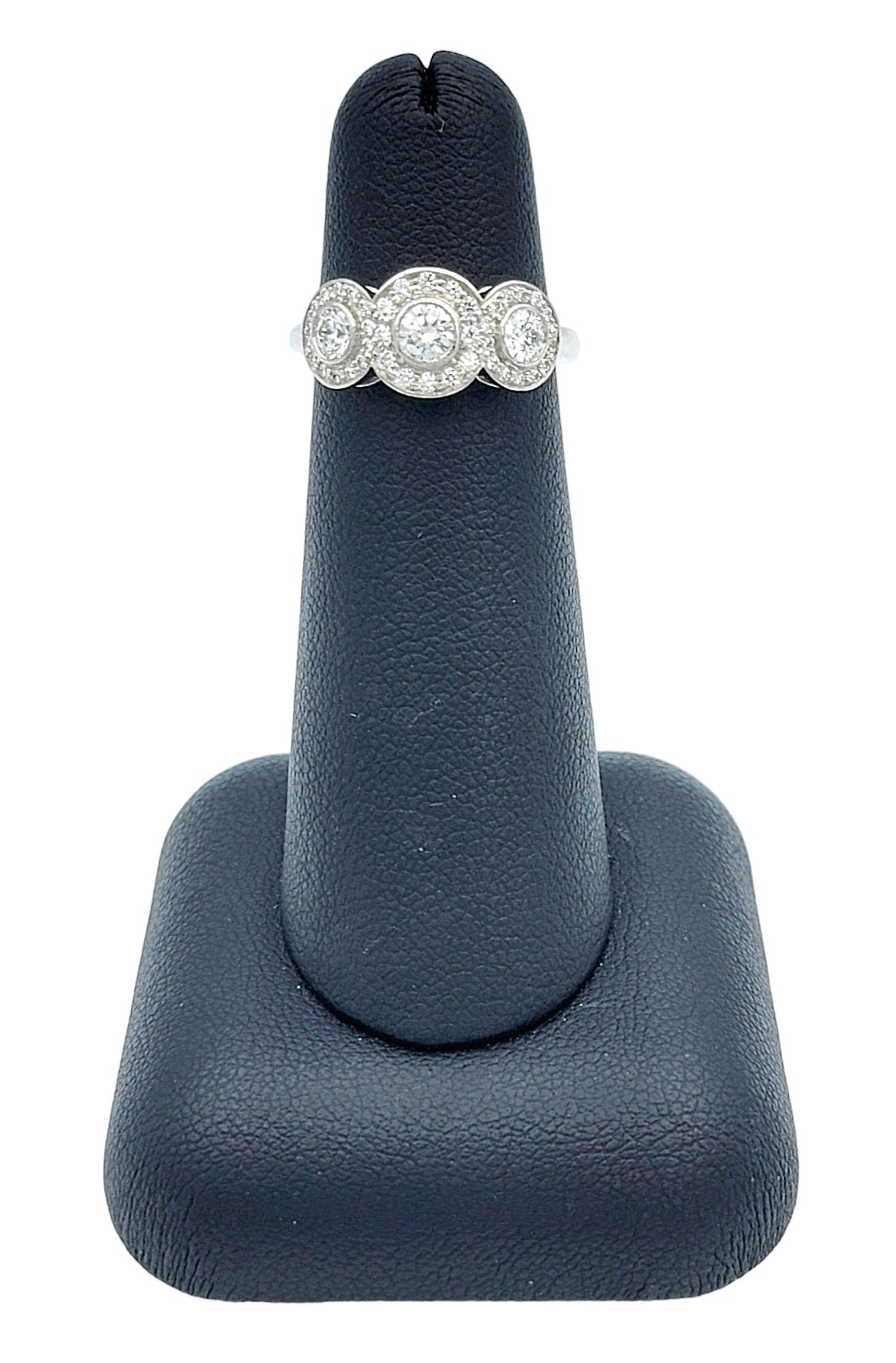 Tiffany & Co. Three Stone Circlet Diamond Halo Ring in Platinum Size 4.75 For Sale 2