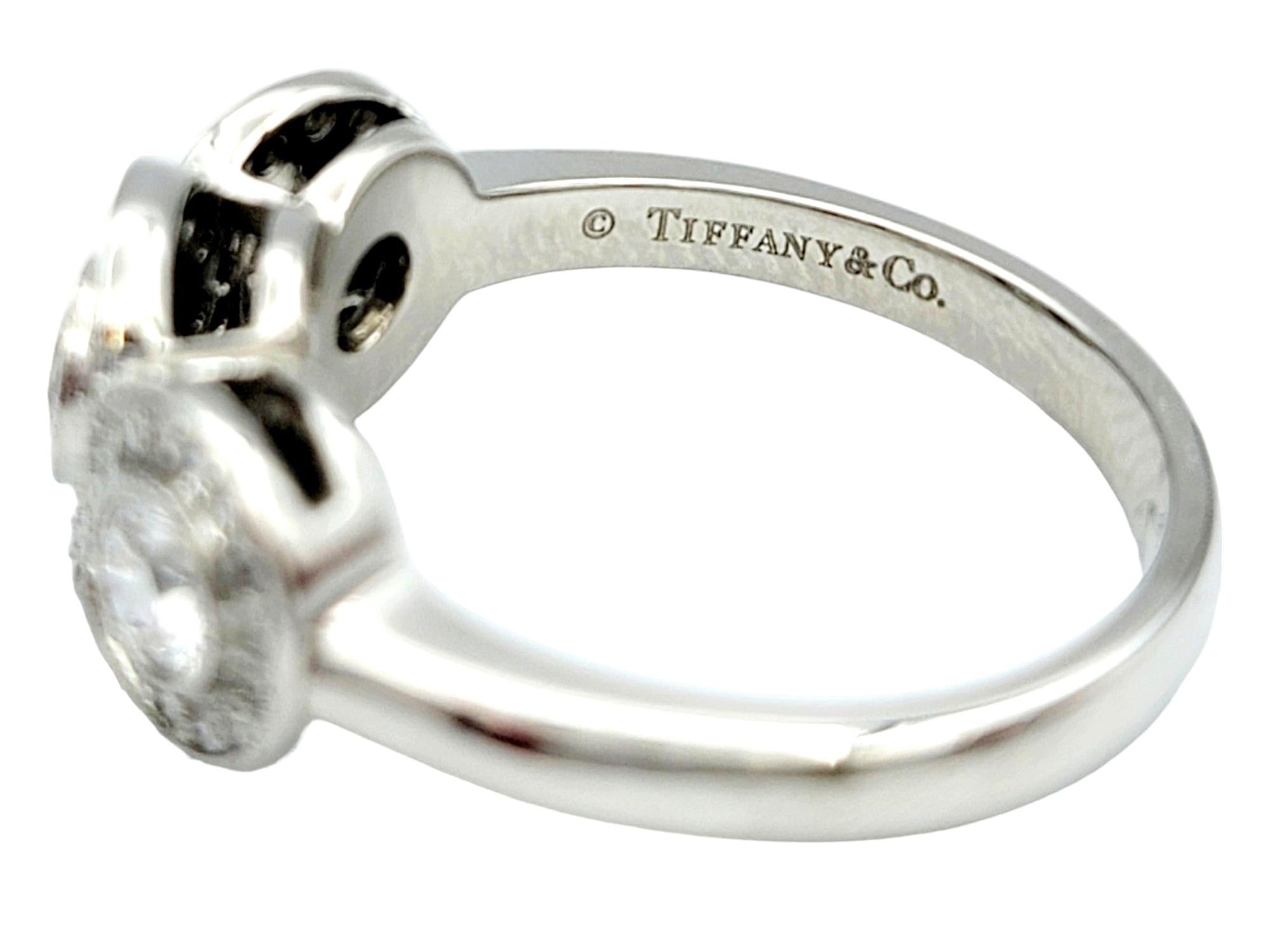 Tiffany & Co. Three Stone Circlet Diamond Halo Ring in Platinum Size 4.75 In Good Condition For Sale In Scottsdale, AZ