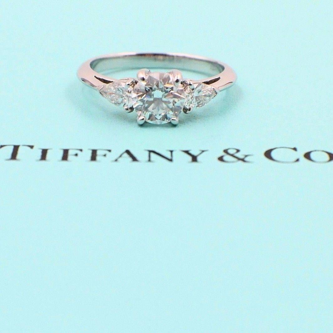 Round Cut Tiffany & Co. Three-Stone Diamond Engagement Ring 1.60 Carat E VVS1 Platinum