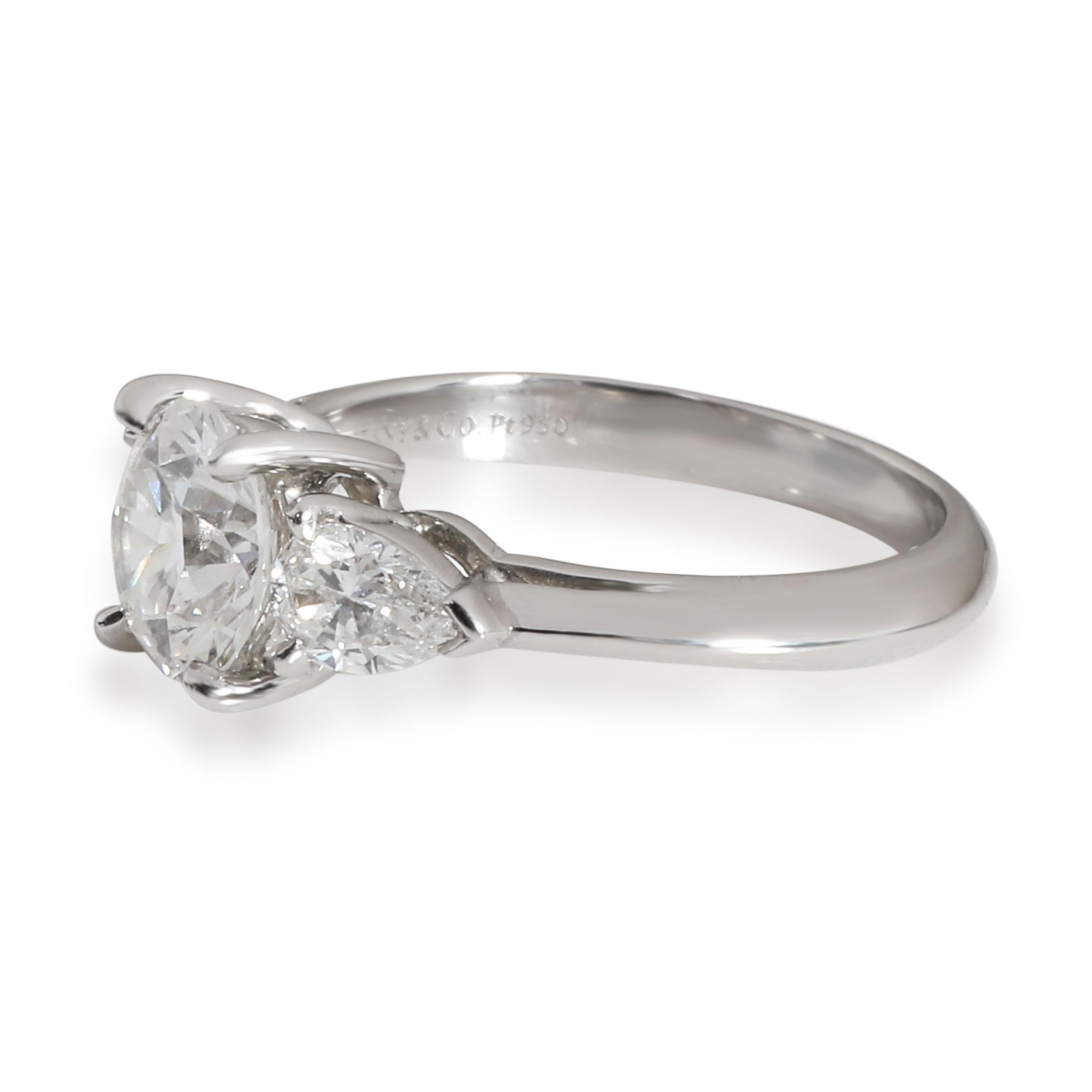 Tiffany & Co. Three-Stone Diamond Engagement Ring in Platinum F VS1 1.67 Carat In Excellent Condition In New York, NY
