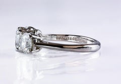 Tiffany & Co. Three-Stone Diamond GIA Certified Platinum Engagement Ring