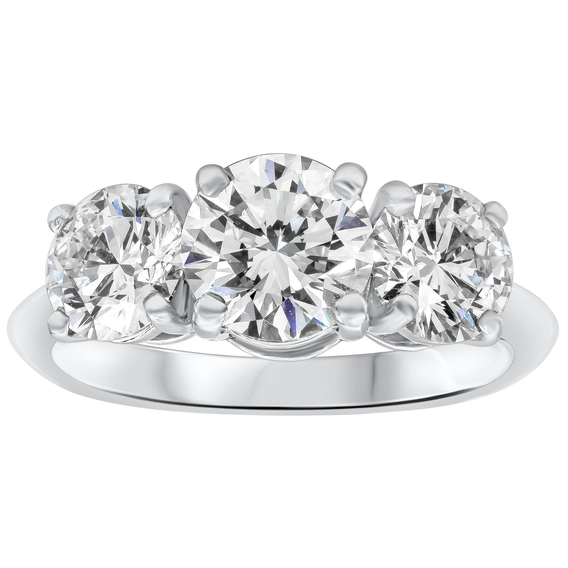 Tiffany & Co. Three-Stone Diamond GIA Certified Platinum Engagement Ring