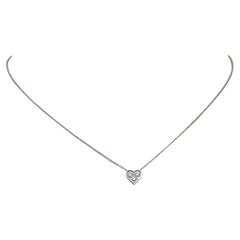 Tiffany & Co. Three Diamond Heart Pendant Necklace