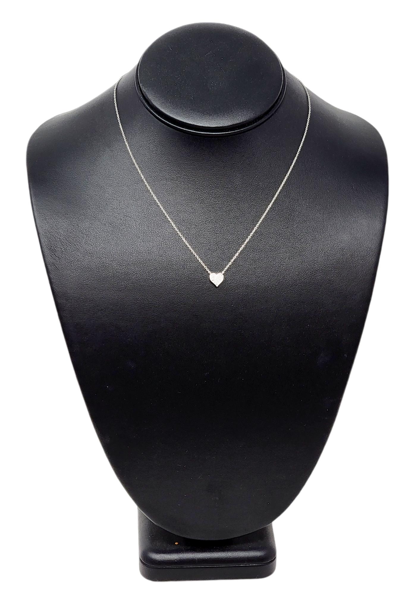 Tiffany & Co. Three Stone Diamond Heart Pendant Necklace in Platinum 1