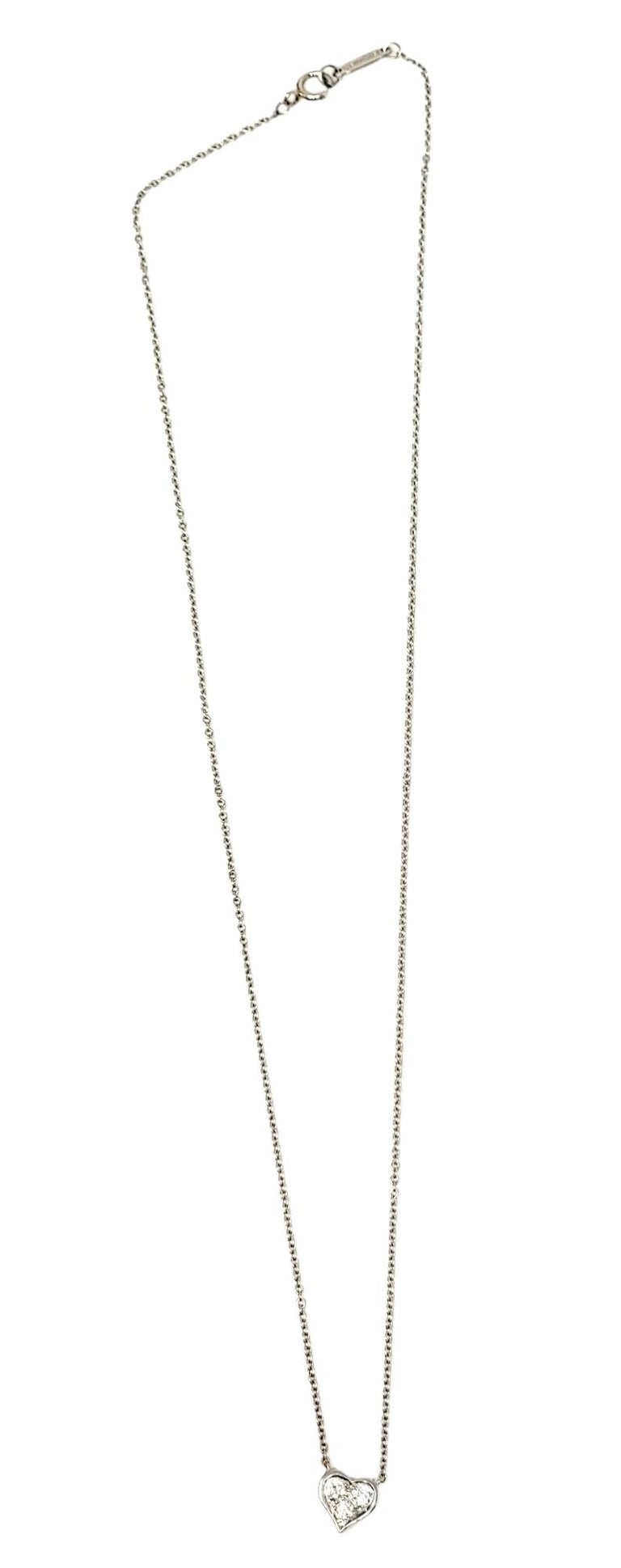 Platinum Plated Sterling Silver Heart Pendant - Three Round Diamonds (0.015 Cttw), Necklace