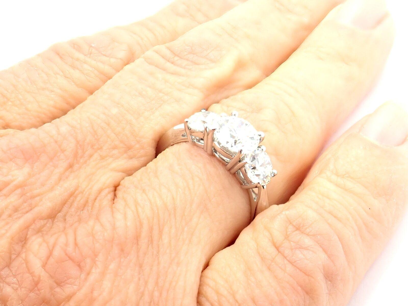 Tiffany & Co Three Stone Diamond Platinum Ring 2