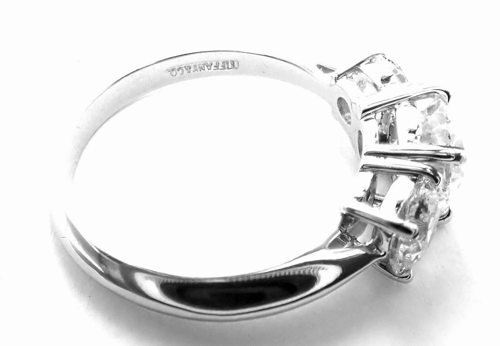 Tiffany & Co Three Stone Diamond Platinum Ring In Good Condition In Holland, PA