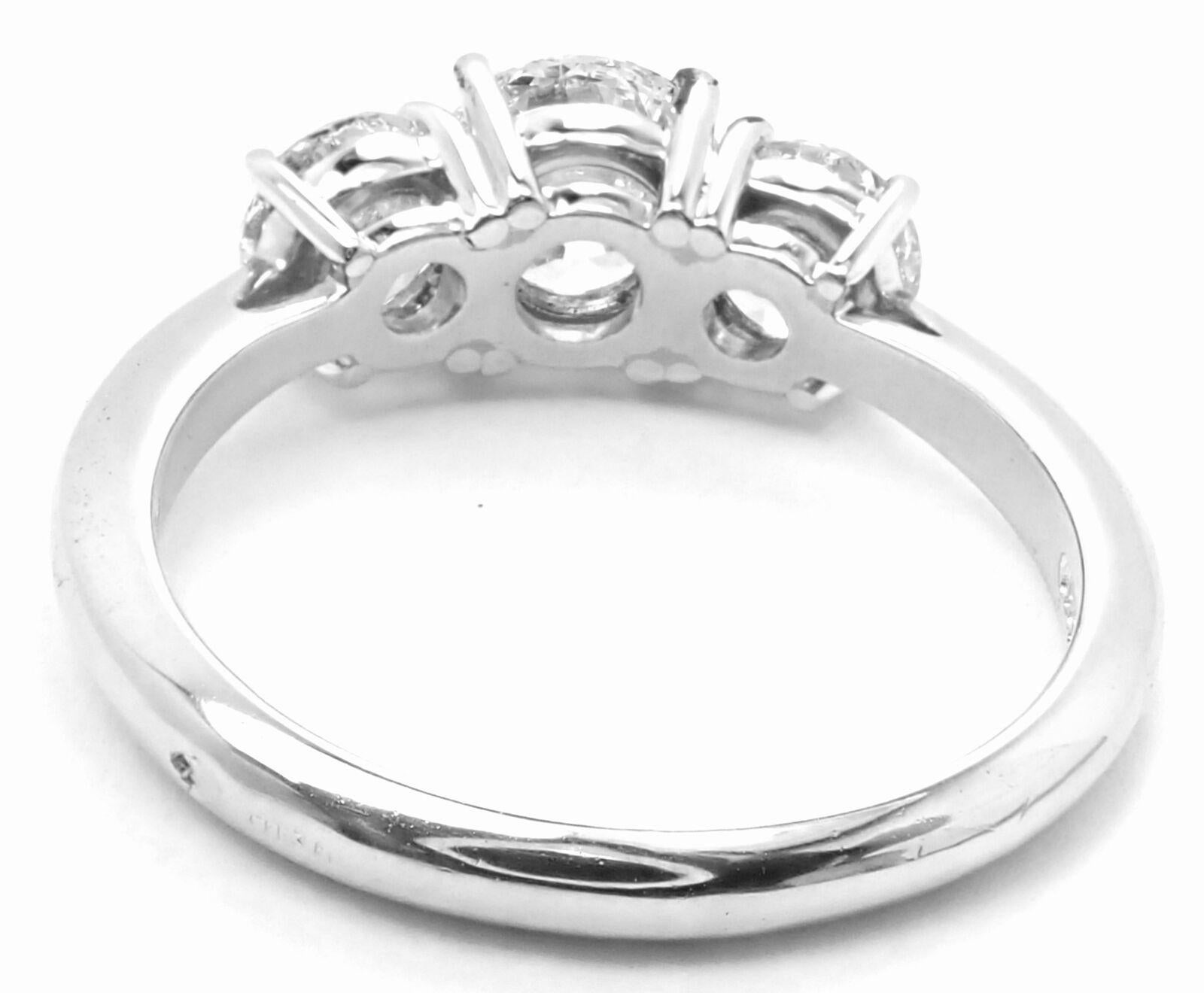 Tiffany & Co Three Stone Diamond Platinum Ring 1