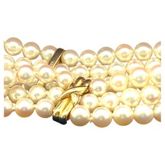Tiffany & Co Three Strand Pearl and Gold Bracelet
