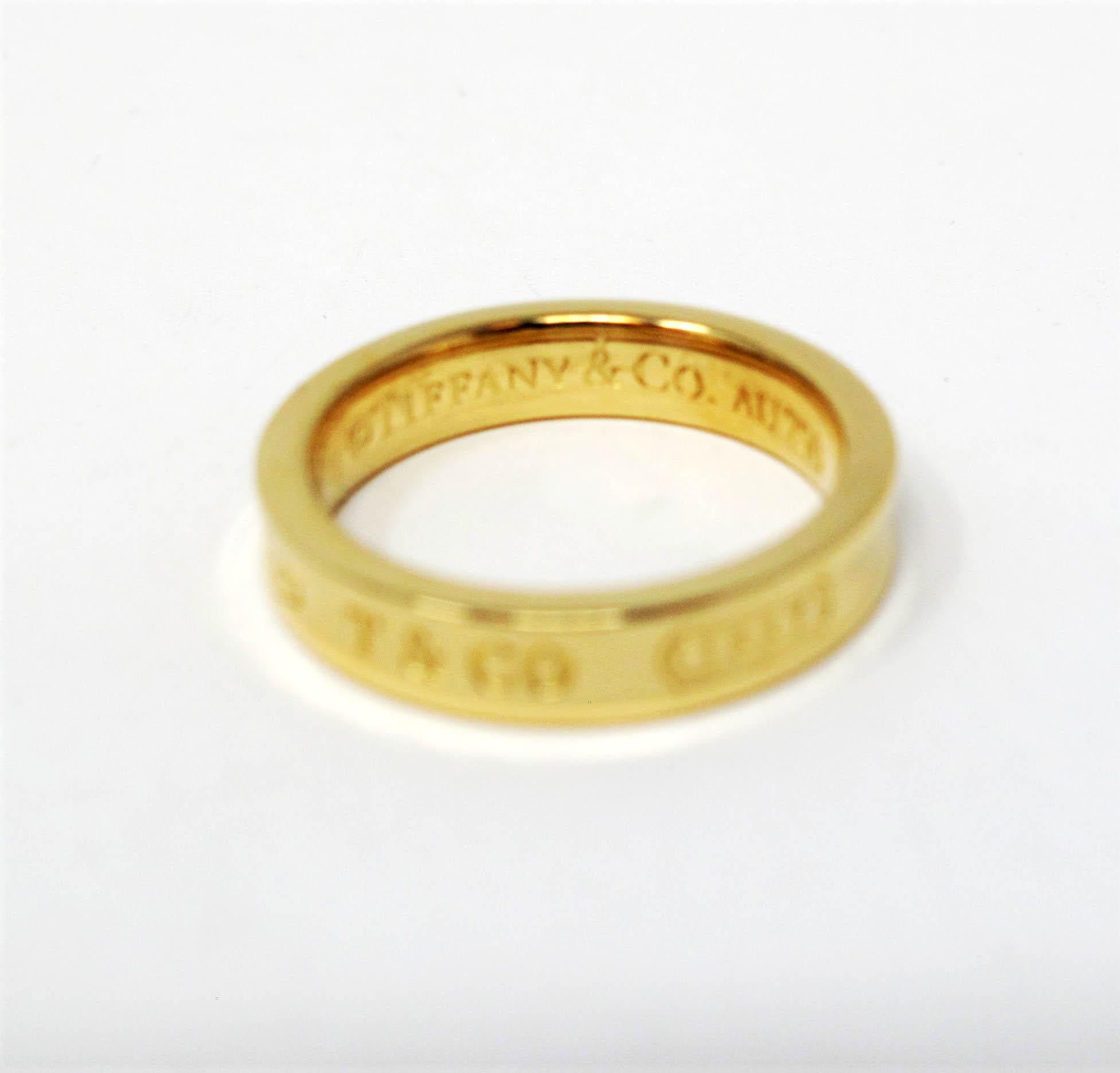 Contemporary Tiffany & Co. Tiffany 1837 Collection Engraved Band Ring in 18 Karat Yellow Gold For Sale