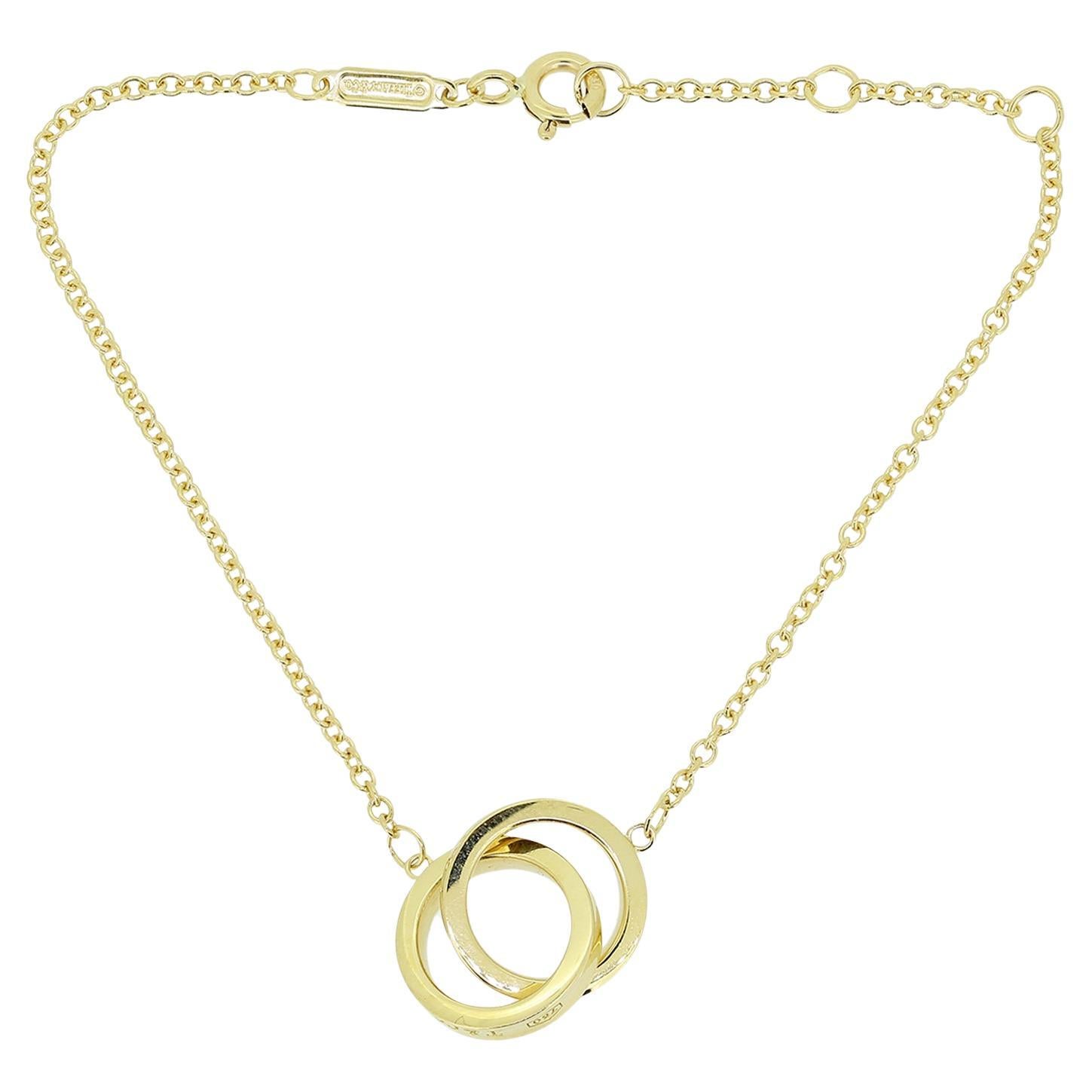 Tiffany & Co. Silver 18k Yellow Gold 1837 Interlocking Circles Necklace w/  Box | eBay