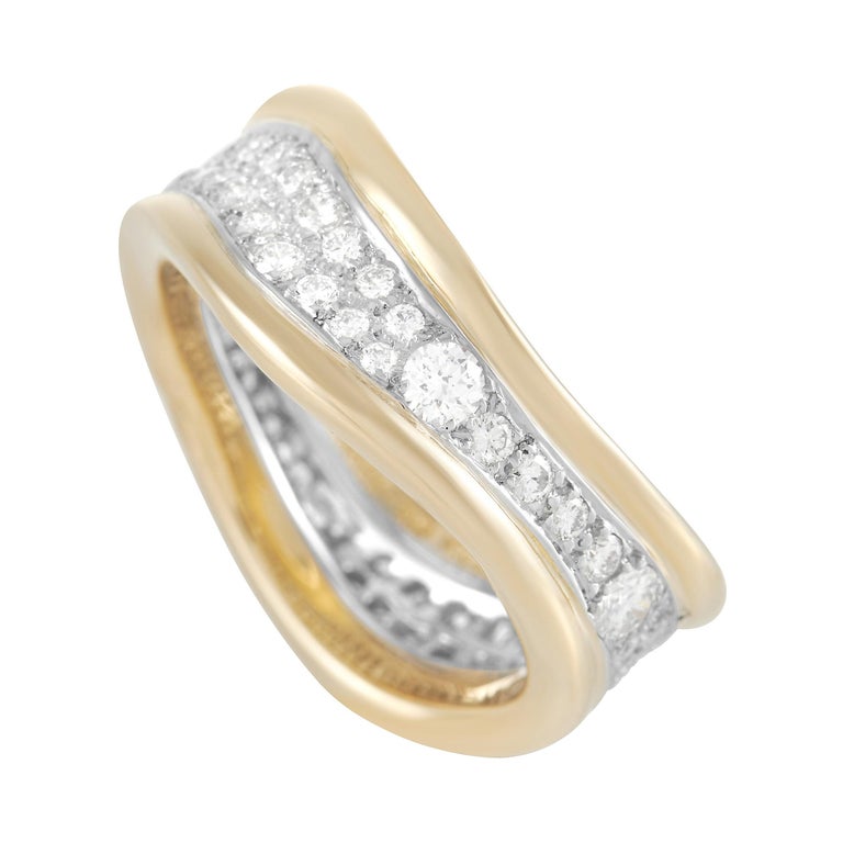 Tiffany and Co. Tiffany 18K Yellow Gold 1.00 Ct Diamond Curved Band ...