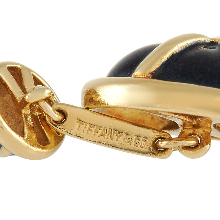 Tiffany & Co. Tiffany 18K Yellow Gold Enamel Cufflinks In Excellent Condition In Southampton, PA