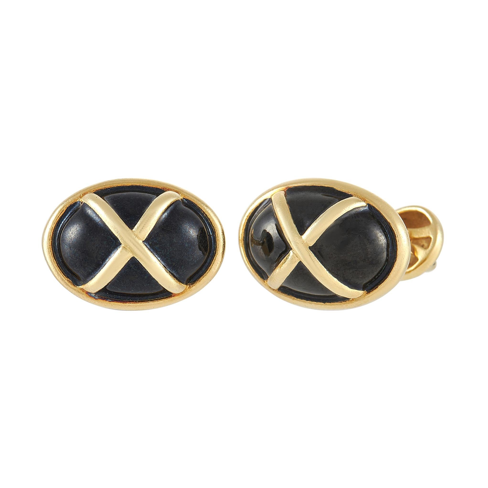 Tiffany & Co. Tiffany 18K Yellow Gold Enamel Cufflinks