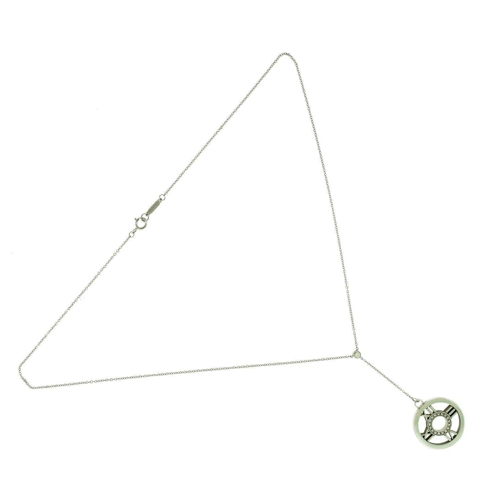 Round Cut Tiffany & Co. Tiffany Atlas Diamond Circle Roman Numeral Gold Necklace Pendant For Sale