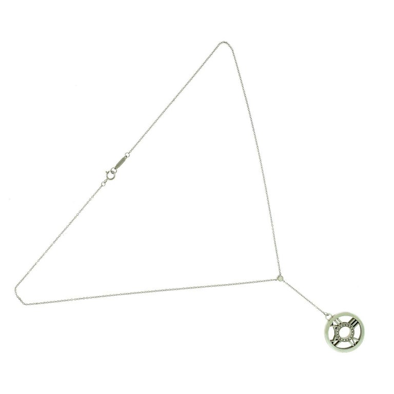 Tiffany & Co. Tiffany Atlas Diamond Circle Roman Numeral Gold Necklace Pendant For Sale 2