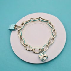 Tiffany & Co. Tiffany Blue Enamel Clasping Link Bracelet with Bag & Box Charms